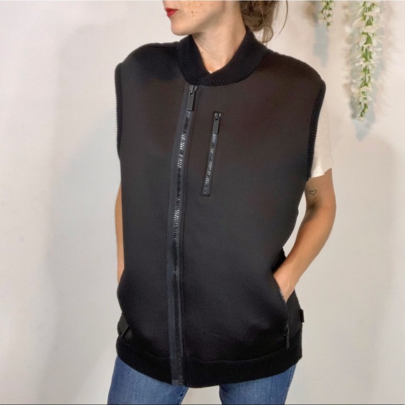 Calvin Klein Jackets & Blazers - NWOT CALVIN KLEIN black scuba sweater vest zip up pockets knit back 2010